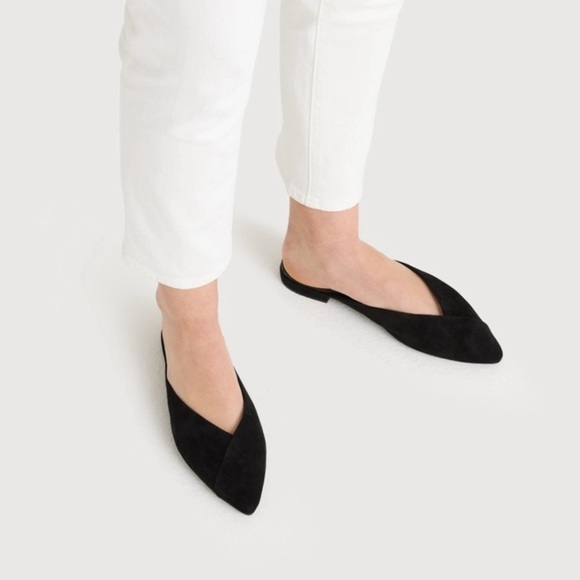 Birdies The Swan Mules in Black Suede Slip on Pointed Flats Size 7.5 - Picture 1 of 12